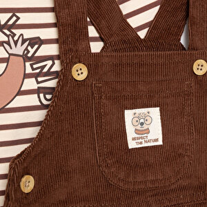 Erkek Bebek Woodland 2 Salopet-Tshirt Fitilli Kadife Dokuma Bisiklet Yaka Uzun Kol Reçme Paça