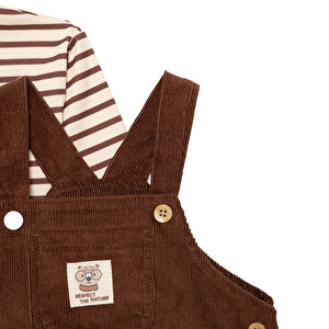 Erkek Bebek Woodland 2 Salopet-Tshirt Fitilli Kadife Dokuma Bisiklet Yaka Uzun Kol Reçme Paça