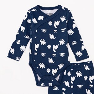 Erkek Bebek Yenidoğan Zıbın Body-Patikli Alt İnterlok Zarf Yaka Uzun Kol Patikli Paça