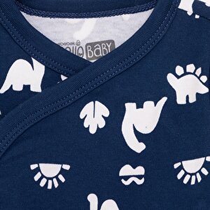 Erkek Bebek Yenidoğan Zıbın Body-Patikli Alt İnterlok Zarf Yaka Uzun Kol Patikli Paça