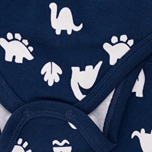 Erkek Bebek Yenidoğan Zıbın Body-Patikli Alt İnterlok Zarf Yaka Uzun Kol Patikli Paça