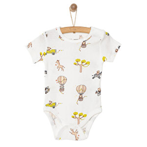 HelloBaby Erkek Kısa Kol Bod, Ekru, 3 Ay