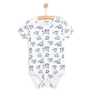 HelloBaby Erkek Kısa Kol Bod, Mavi, 3 Ay