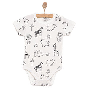 HelloBaby Erkek Kısa Kol Bod, Ekru, 3 Ay