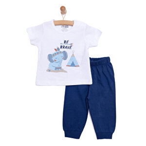 HelloBaby Erkek Kısa Kol Pi, Beyaz, 6 Ay