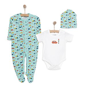 Erkek Tulum-Body-Şapka Erkek Bebek