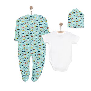 Erkek Tulum-Body-Şapka Erkek Bebek