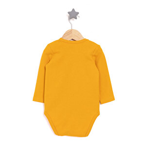 Erkek Bebek Body Ribana Çıtçıtlı Zıbın Uzun Kol Hardal