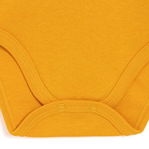 Erkek Bebek Body Ribana Çıtçıtlı Zıbın Uzun Kol Hardal