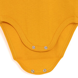 Erkek Bebek Body Ribana Çıtçıtlı Zıbın Uzun Kol Hardal