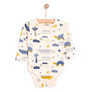 HelloBaby Erkek Uzun Kol Body, Bej, 3 Ay