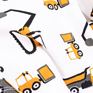 Erkek Bebek Pijama Takım Kaşkorse İş Makine Desen Bisiklet Yaka Uzun Kol Ekru Erkek Bebek Pijama Takım Kaşkorse İş Makine Desen Bisiklet Yaka Uzun Kol Ekru