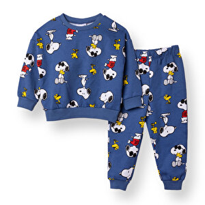 Snoopy Eşofman T, Mavi Baskılı, 6 - 9 Ay