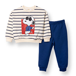 Snoopy Eşofman T, Ekru Baskılı, 6 - 9 Ay