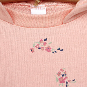 Flowers Girl Kapüşonlu Çıtır Çiçek Desenli Sweatshirt - Tayt Takım
