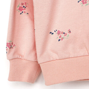 Flowers Girl Kapüşonlu Çıtır Çiçek Desenli Sweatshirt - Tayt Takım