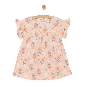 HelloBaby Flowers Kız Elbis, Somon, 9 Ay