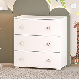 Ahşap 3 Çekmeceli Şifonyer Beyaz