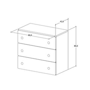 Ahşap 3 Çekmeceli Şifonyer Beyaz