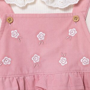 Kız Bebek Forest Flower Elbise Tshirt Kadife Uzun Kol