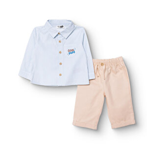 HelloBaby Gömlek-Pantolo, Mavi, 6 - 9 Ay