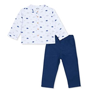 HelloBaby Gömle, Beyaz Baskılı, 6 - 9 Ay