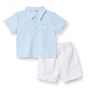 HelloBaby Gömlek-Şort, Mavi, 6 - 9 Ay