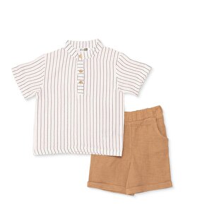 HelloBaby, Gömlek-Şort, Ekru, 6 - 9 Ay