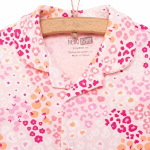 Gömlek Yaka  Mini Çiçek Desen Kız Bebek Pijama Takımı