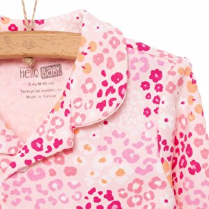 Gömlek Yaka  Mini Çiçek Desen Kız Bebek Pijama Takımı