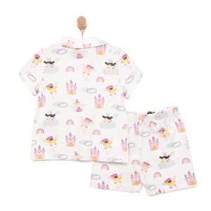 Gömlek Yaka Peri Desenli Kısa Kol Pijama Takımı Gömlek Yaka Peri Desenli Kısa Kol Pijama Takımı