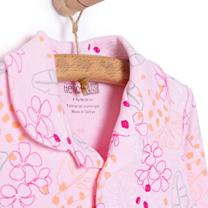 Gömlek Yaka Yaprak Desenli Kız Bebek Pijama Takımı