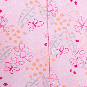 Gömlek Yaka Yaprak Desenli Kız Bebek Pijama Takımı