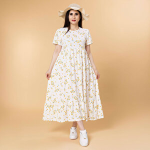 Baby Mom Hamile Elbis, Ekru Baskılı, 2XL