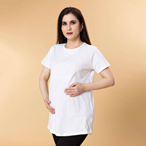 Baby Mom Hamile Kısa Kol Tshir, Beyaz, S