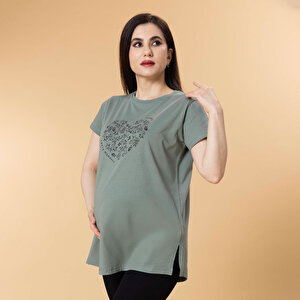 Baby Mom Hamile Kısa K, Yeşil Baskılı, S