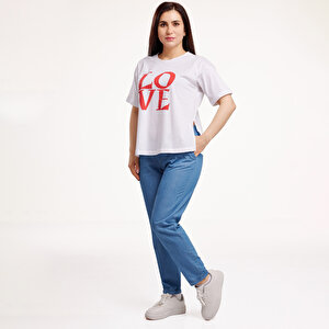 baby mom Hamile Love Baskılı K, Beyaz, S