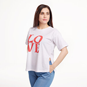 Hamile Love Baskılı Kısa Kol Tshirt Anne Giyim
