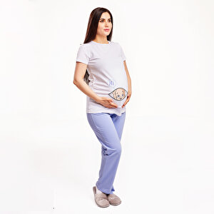 baby mom Hamile Pijama Takımı, Mavi, S