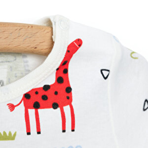 Hayvan Desenli Kısa Kol Body Erkek Bebek