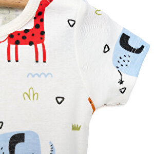 Hayvan Desenli Kısa Kol Body Erkek Bebek