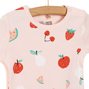 Hayvan Desenli Kısa Kol Body Kız Bebek