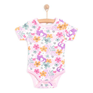 Hayvan Desenli Kısa Kol Body Kız Bebek