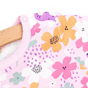 Hayvan Desenli Kısa Kol Body Kız Bebek