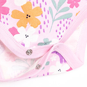 Hayvan Desenli Kısa Kol Body Kız Bebek