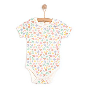 Hayvan Desenli Kısa Kol Body Kız Bebek