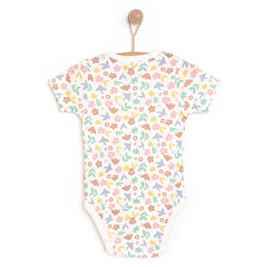 Hayvan Desenli Kısa Kol Body Kız Bebek