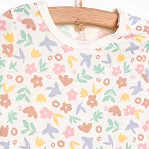 Hayvan Desenli Kısa Kol Body Kız Bebek