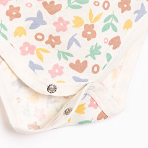 Hayvan Desenli Kısa Kol Body Kız Bebek