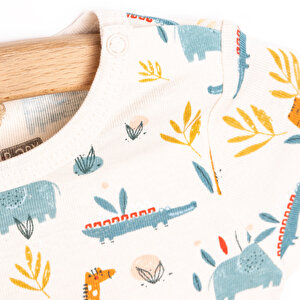 Hayvan Desenli Kısa Kol Body